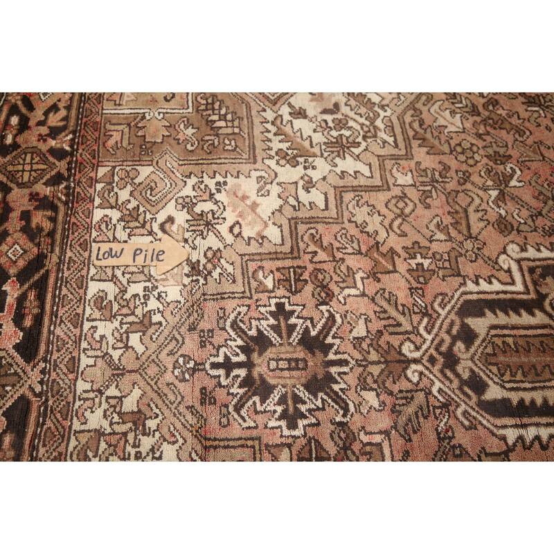 Hand Knotted Oriental 100% Wool Carpet Traditional Medallion Pink Heriz Area Rug - 11' 5'' X 8' 4''