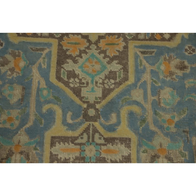 Hand Knotted Oriental 100% Wool Carpet Traditional Floral Navy Blue & Blues Tabriz Area Rug - 9' 6'' X 6' 3''