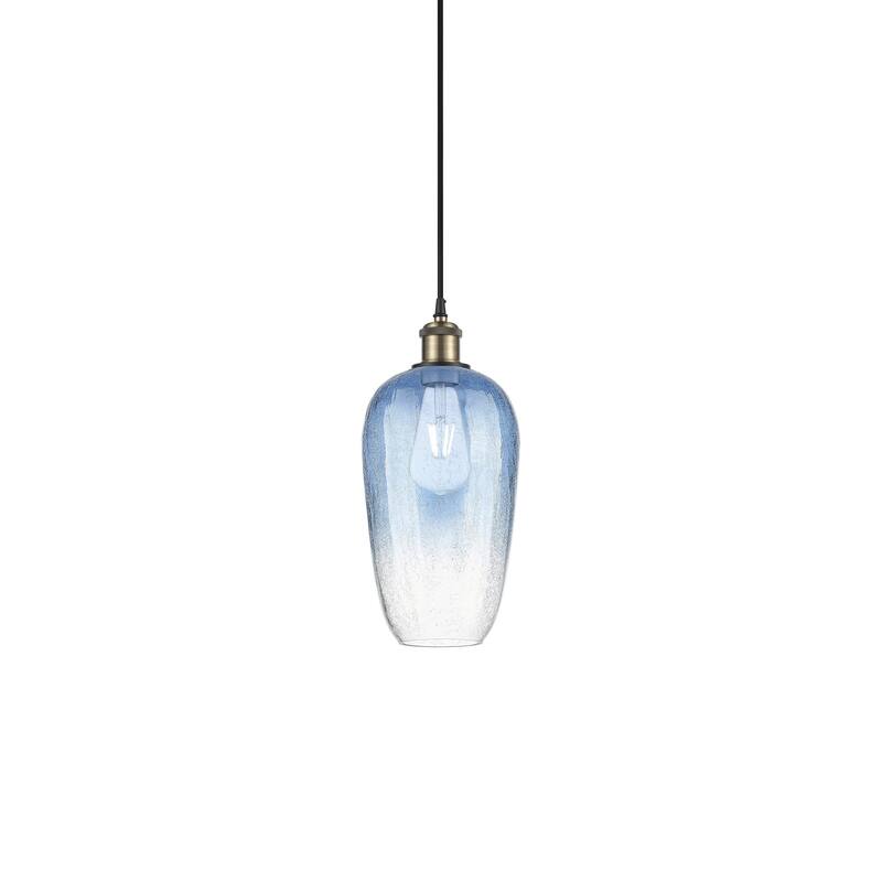 Innovations Lighting 516-1P-15-7 Brookhaven Flute Pendant Brookhaven - Black Antique Brass / Sapphire Blue