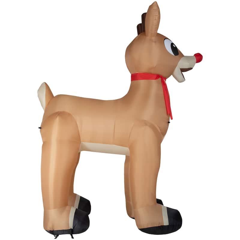 Gemmy Christmas Airblown Inflatable Standing Rudolph w/Scarf Colossal Rudolph, Tall, Brown