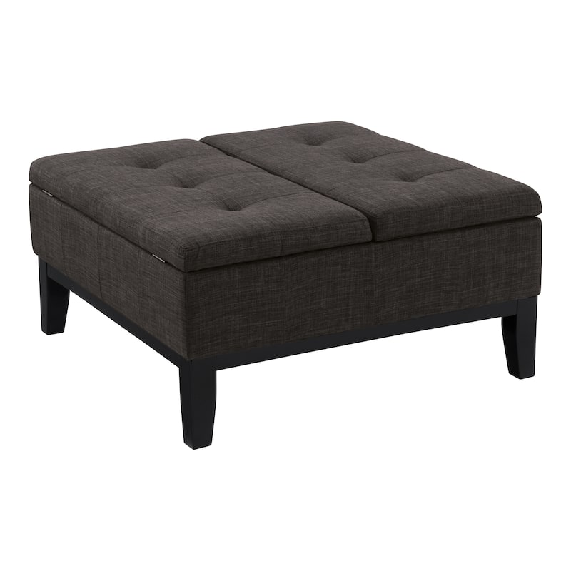 Atkinson Transitional Linen Split-top Storage Cocktail Ottoman by Furniture of America