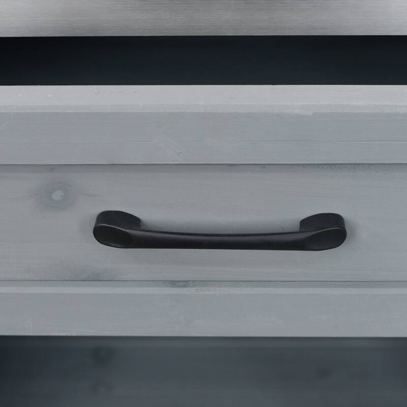 39.4" Outdoor Kitchen Island on Wheels with Stainless Table Top, Outdoor Kitchen Cabinet with Adjustable Shelves