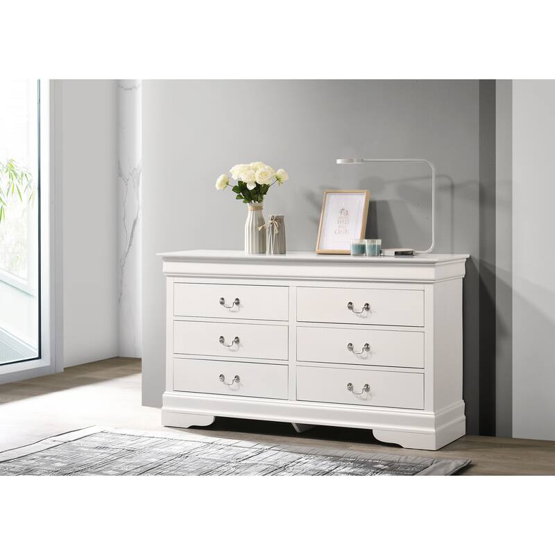 Louis Phillipe 6-drawer Bedroom Dresser - White