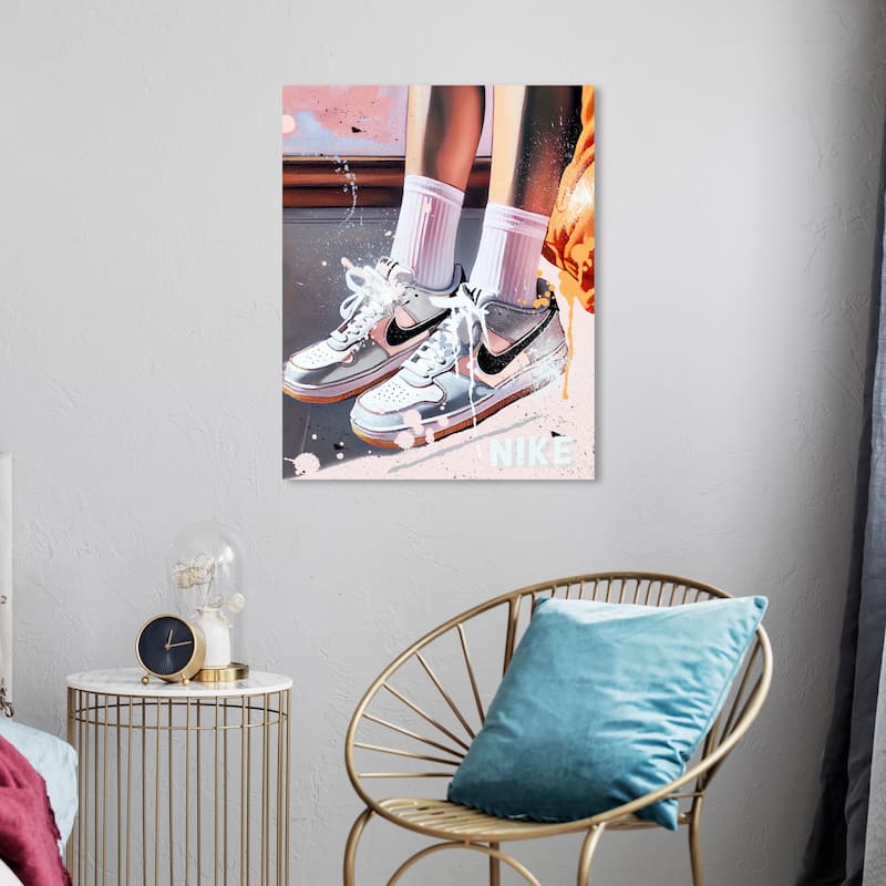 Wynwood Studio Fashion and Glam Every Drip Sneakers Pastel Pink and Light Pink Modern & Contemporary Wall Art Canvas Print - 24 x 20