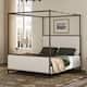Christopher Knight Home - Alice Modern PU Upholstered King Canopy Bed Frame with Iron Legs - Queen