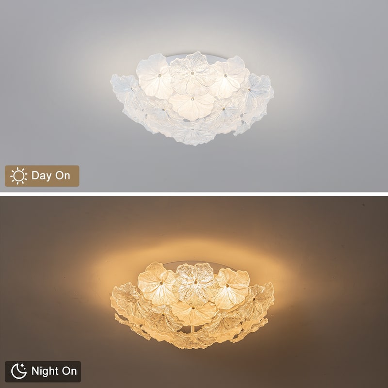 LED Flush Mount Ceiling Light with Clear and Frosted Glass Petal Design