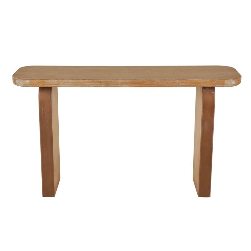 Brown Wood Rectangle Living Room Console Table with Arched Legs