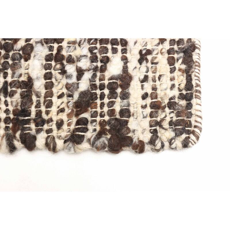 ECARPETGALLERY Braid weave Sienna Dark Brown Wool Rug - 6'1 x 9'0