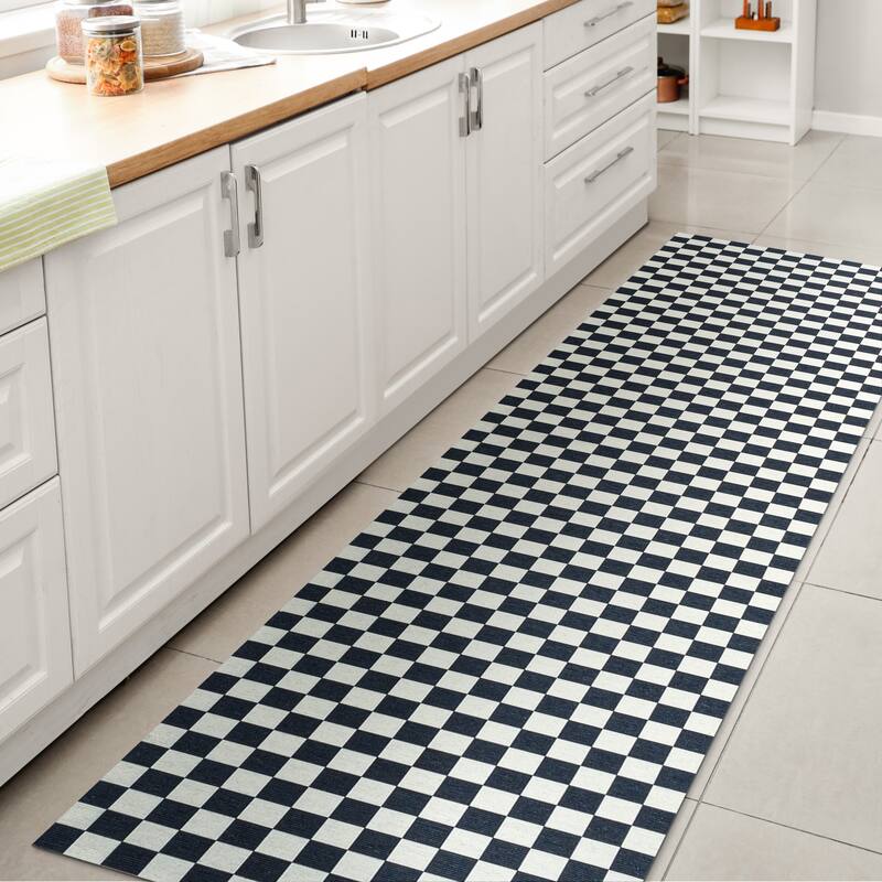 JONATHAN Y Kassia Modern Cottage Checkerboard Washable Area Rug
