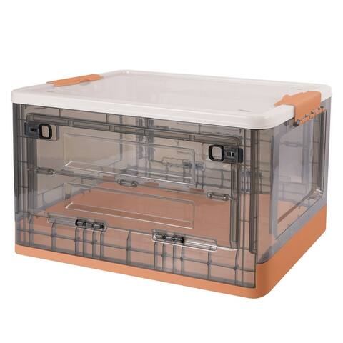 Foldable Plastic Storage Bins Organizer Stackable Box w/ Wheels & Lid - Unfolded 20x14x11.4"