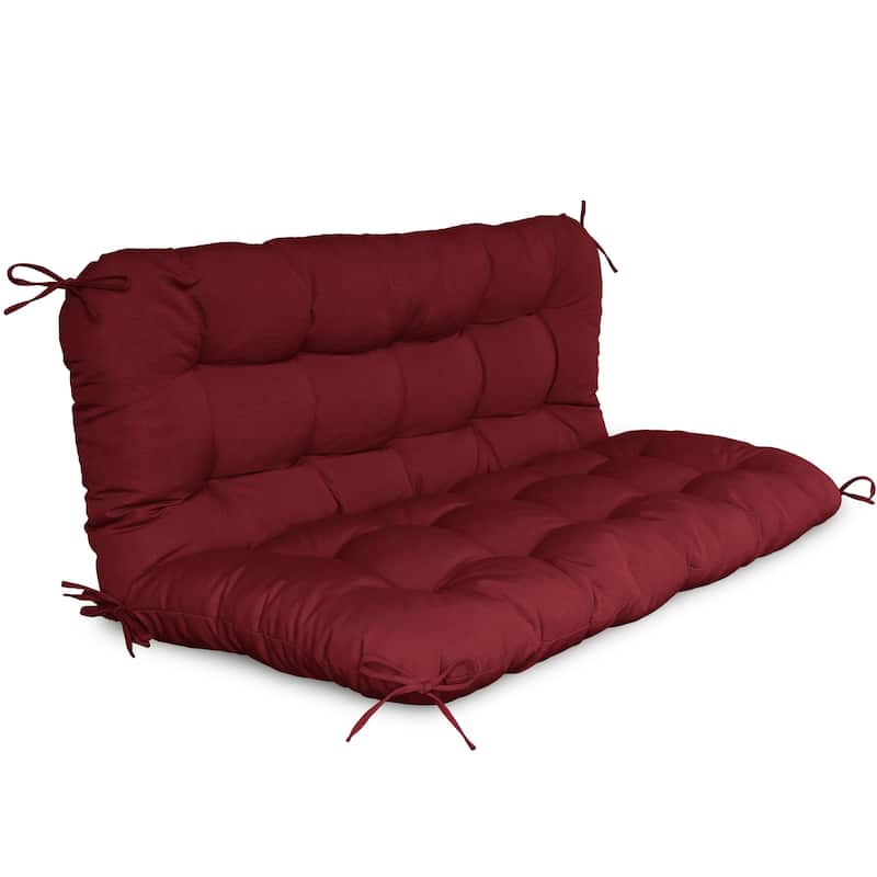WINSOON 48x40x4 Inch Porch Swing Cushion, Outdoor Swing Bench Cushion with Backrest, Waterproof Bench Cushion - Burgundy