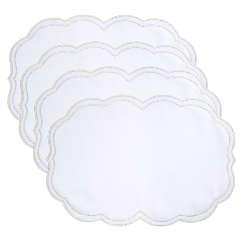Embroidered Polka Dot Placemat w/ Scallop Edge (Set of 4)