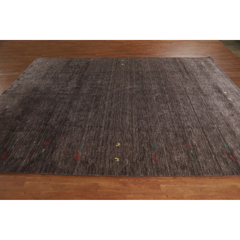 Hand Knotted Oriental 100% Wool Carpet Tribal Tribal Brown Gabbeh Area Rug - 9' 11'' X 7' 11''