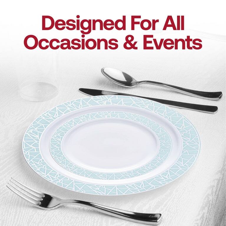 Shiny Mosaic Rim Disposable Plastic Plate Packs - Party Supplies