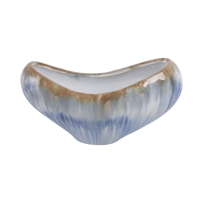 Ceramic Decorative Bowl with Sculptural Design and Glazed Finish - 15" x 6" x 8"