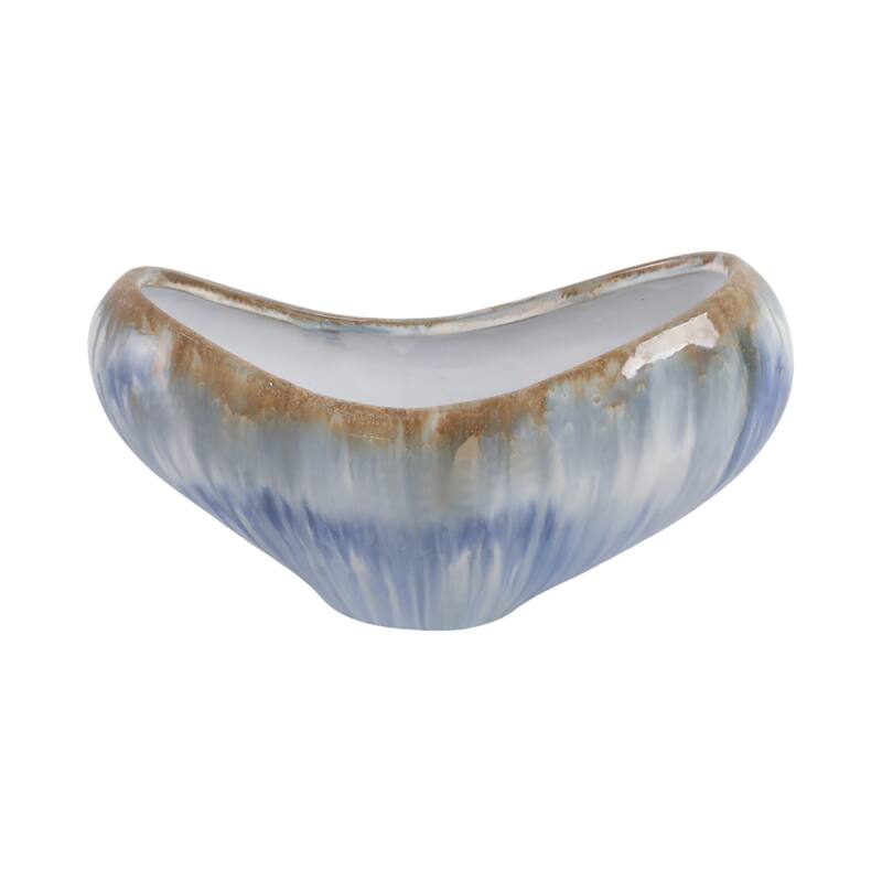 Decorative Ceramic Curve Glazed Ombre Bowl for Home Decor - 15", Multi