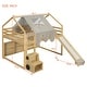 preview thumbnail 9 of 78, Twin/Full Size House Loft Bed with Slide and Tent, Wooden House Bed with Roof Frame, Storage Shelves & Car Shaped Storage Unit