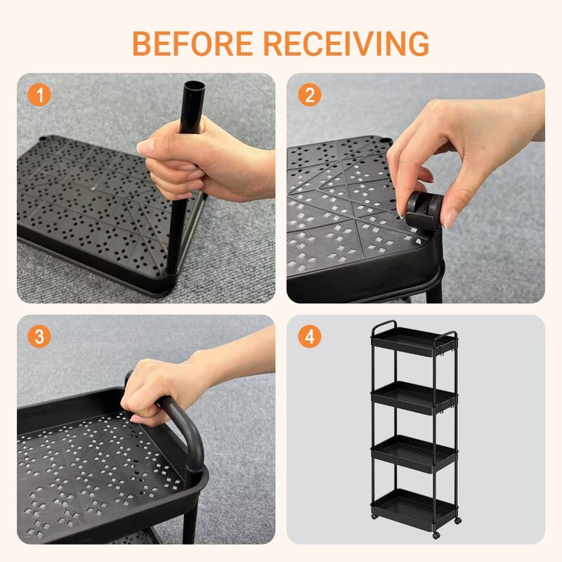 Storage Cart, Shelf Organizer Mobile Shelving, Multifunction Movable Storage Organizer