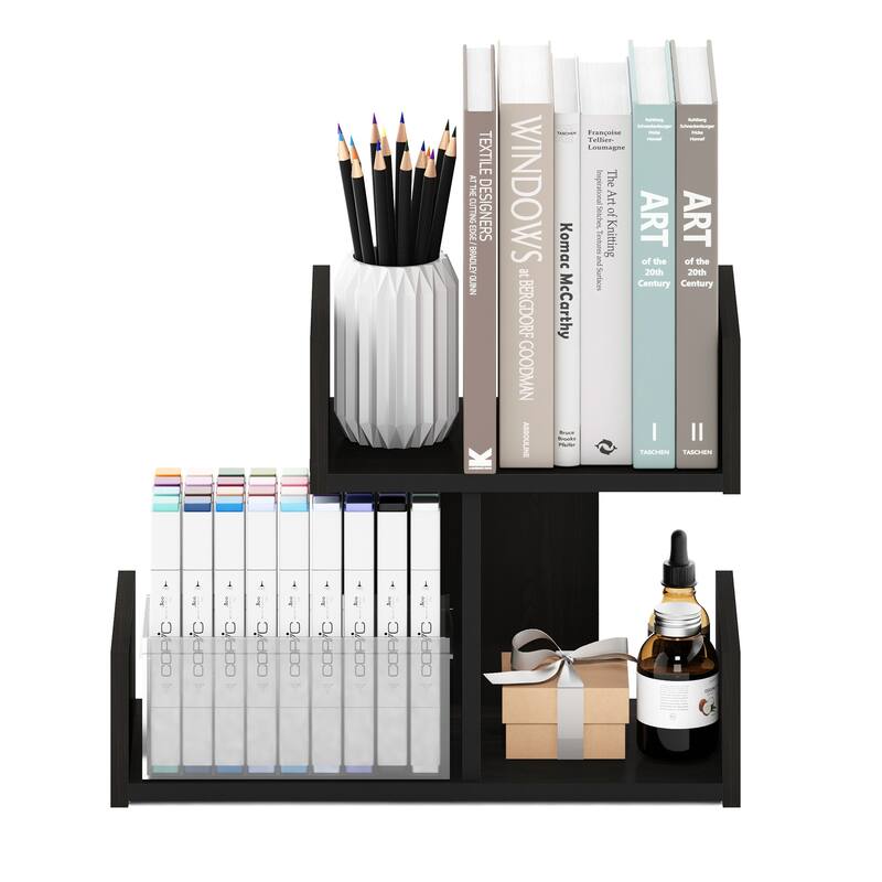 Furinno Hermite Wooden Desktop Bookshelf Storage Organizer for Home and Office Supplies, Espresso