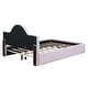 preview thumbnail 9 of 24, Twin/Full Size Upholstered Platform Bed with LED Headboard, Cute Kids Bed Frame Pink Floor Bed