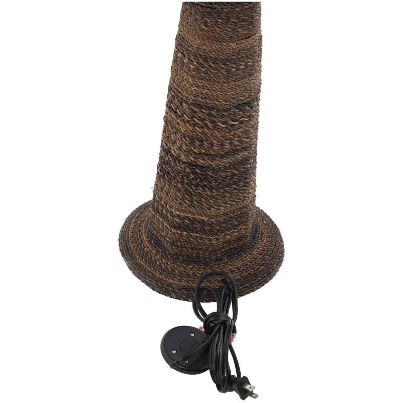 Dried Plant Room Floor Lamp with Decorated Orange Lamp Shades - Brown - Roche River Decor