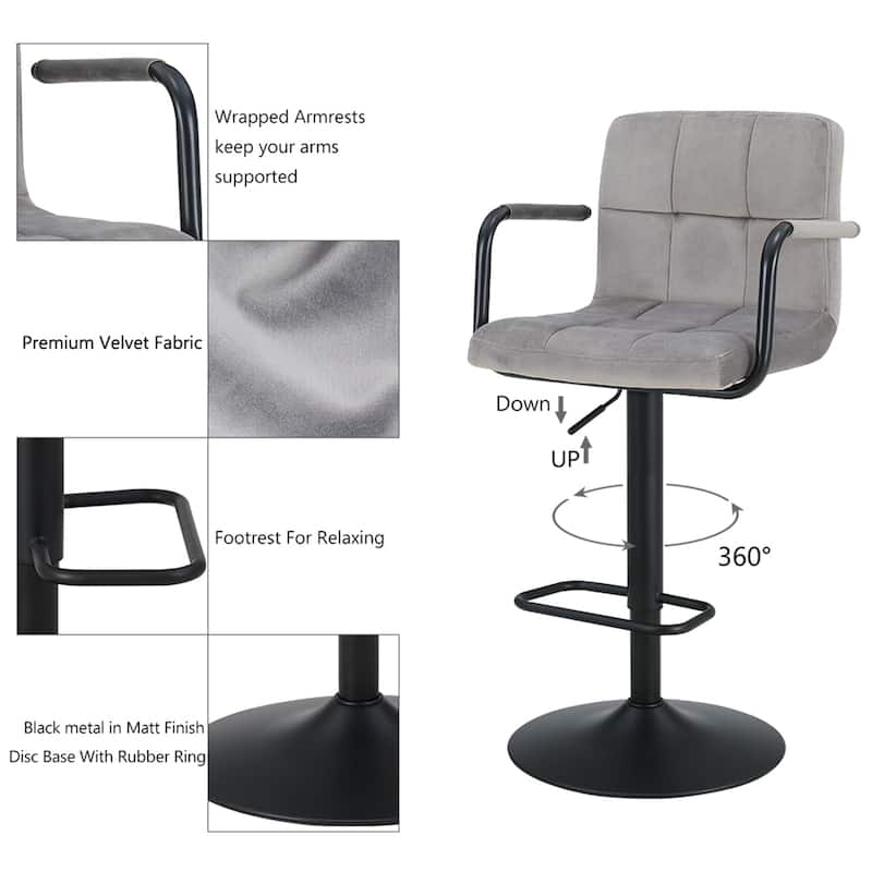 Swivel Adjustable Height with Armrest Bar Stools