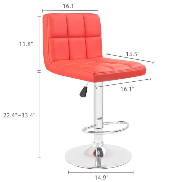 Bar Stools Adjustable Armless Swivel PU Leather Barstools Set of 2