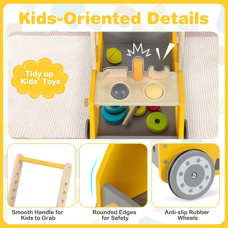 Costway 2-In-1 Montessori Wooden Baby Walker with Learning Activities - See Details