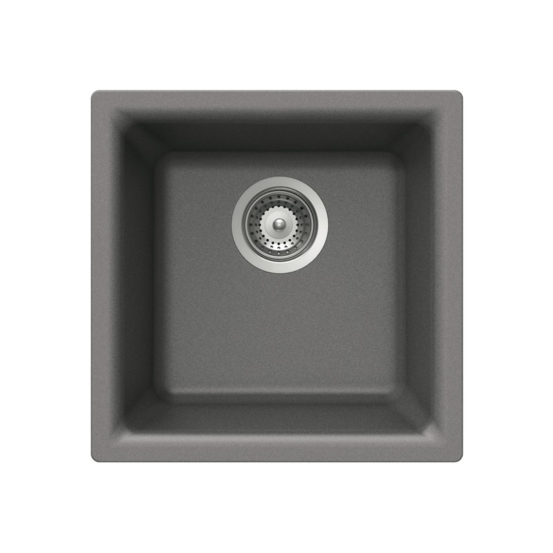 Houzer Quartztone 16 inch Slate Granite Composite Dual Mount Topmount or Undermount Single Bowl Bar Sink