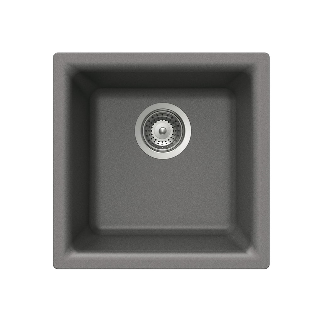 Houzer Quartztone 16 inch Slate Granite Composite Dual Mount Topmount or Undermount Single Bowl Bar Sink