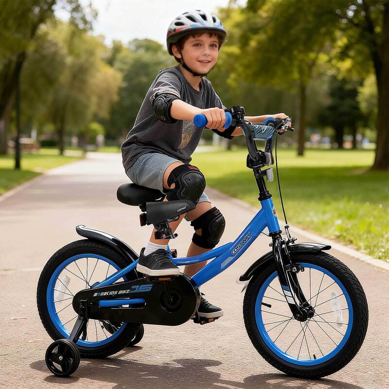 Costway 14" Kids Bike with Removable Training Wheels Adjustable Seat & - See Details