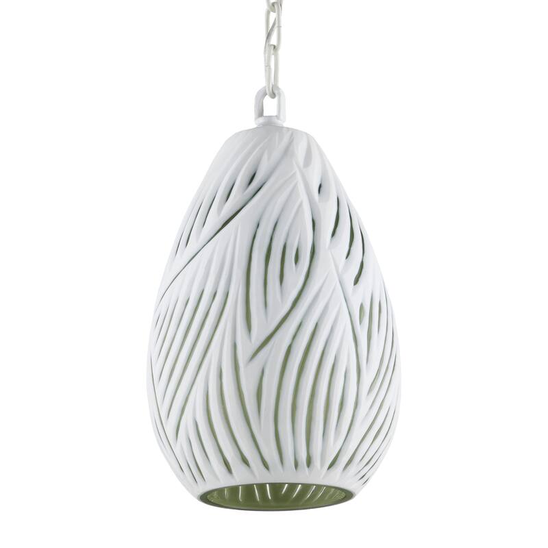 Currey & Company Midori White Pendant - 15"h x 7"dia