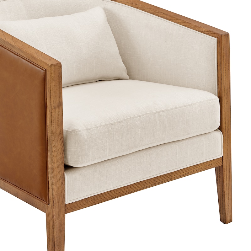 NPD Furniture Tillman Faux Leather/Linen Accent Arm Chair