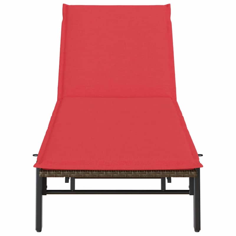 vidaXL Sun Lounger with Cushion Poly Rattan - 78.7" x 23.2" x 9.8"/19.3"/23.2"/26.4"