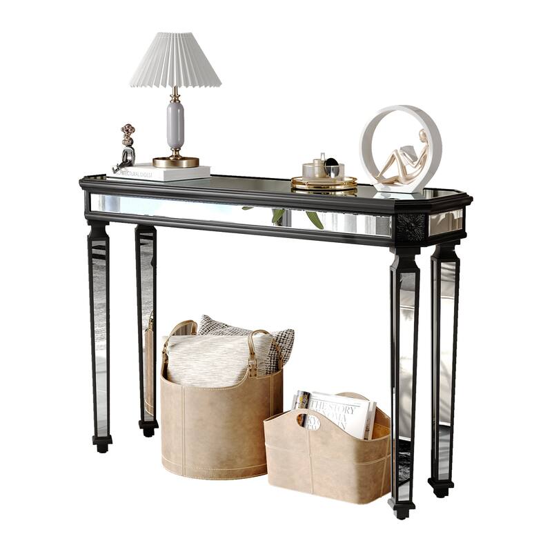 GDF Studio - Rutherford Art Deco Wood and Glass Console Table