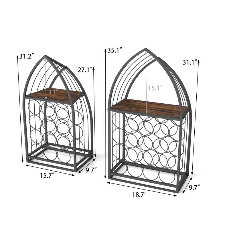 Sailboat Shaped Wine Cabinet Rack, 2 Piece Display Rack, Freestanding Wine Cabinet with Bottle Storage