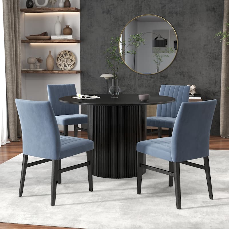 Roundhill Furniture Henriet 5-Piece Round Pedestal Dining Set