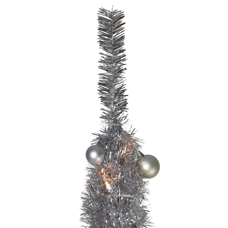 6' Pre-Lit Silver Pre-Decorated Pop-Up Artificial Christmas Tree - 6 Foot