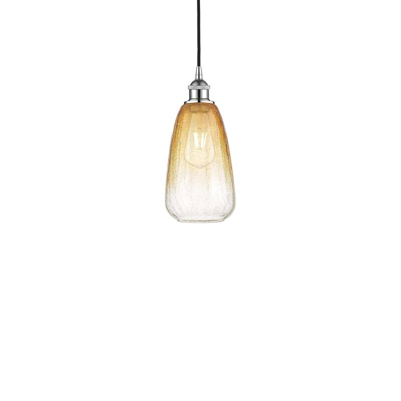 Innovations Lighting 616-1P-13-6 Brookhaven Almond Pendant Brookhaven - Polished Chrome / Amber