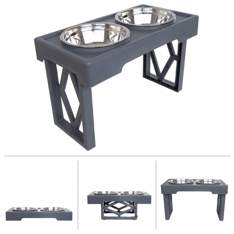 PETMAKER Elevated Dog Bowl Stand - Adjustable Stand and Dog Bowls