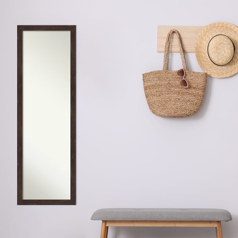 Non-Beveled Wood Full Length On The Door Mirror 50.5 x 16.5 in. - Fresco Frame - 17 x 51 in