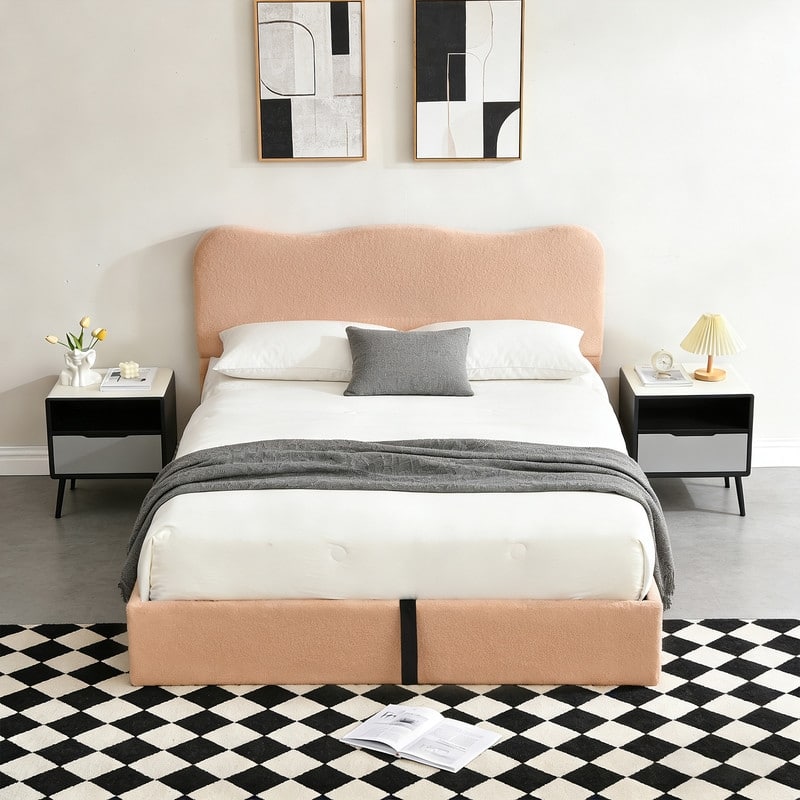 Hydraulic Lift Up Storage Upholstered Platform Bed