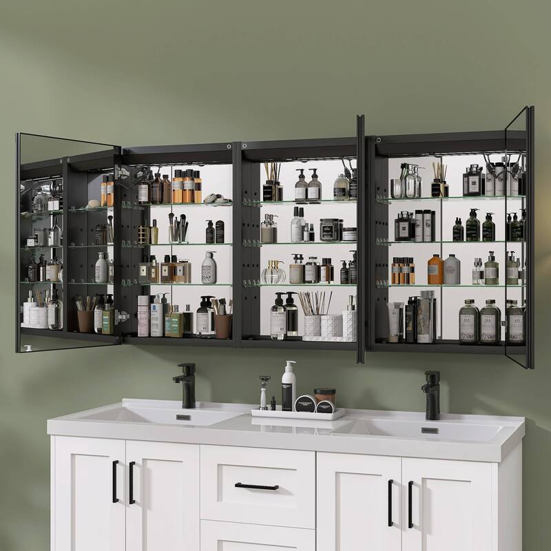 60'' W 30'' H Recessed Frameless Medicine Cabinet Mirror 9 Adjustable
