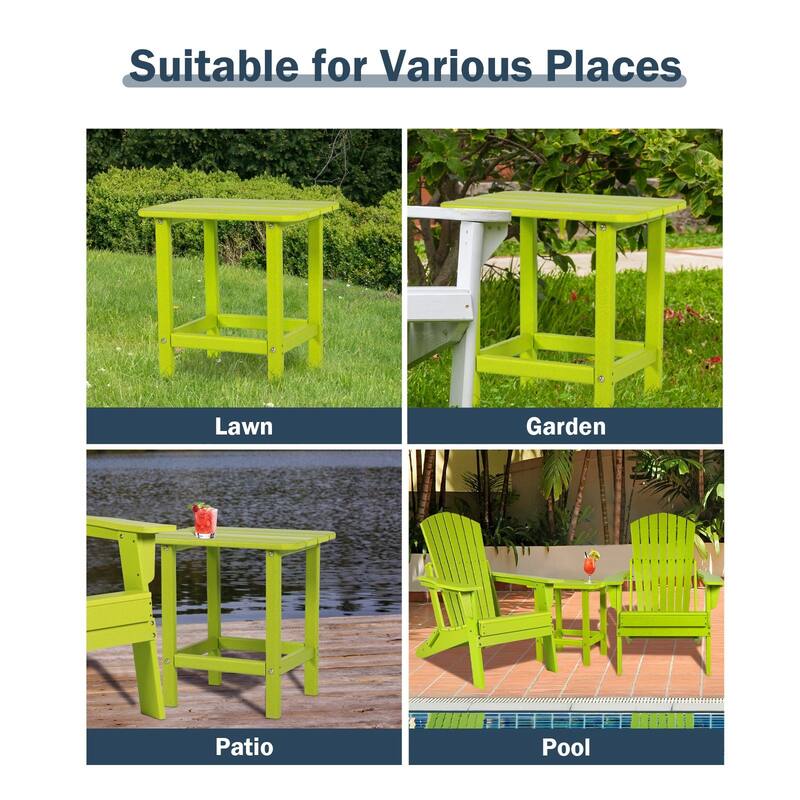 Aoodor Outdoor Adirondack Side Table HDPE End Table - 18"×14.5"