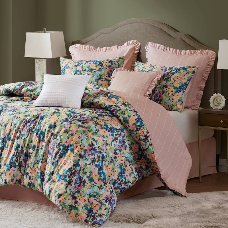 GDF Studio - Maribelle 8-Piece Floral Cotton Comforter Set - Multicolor (Cal King)