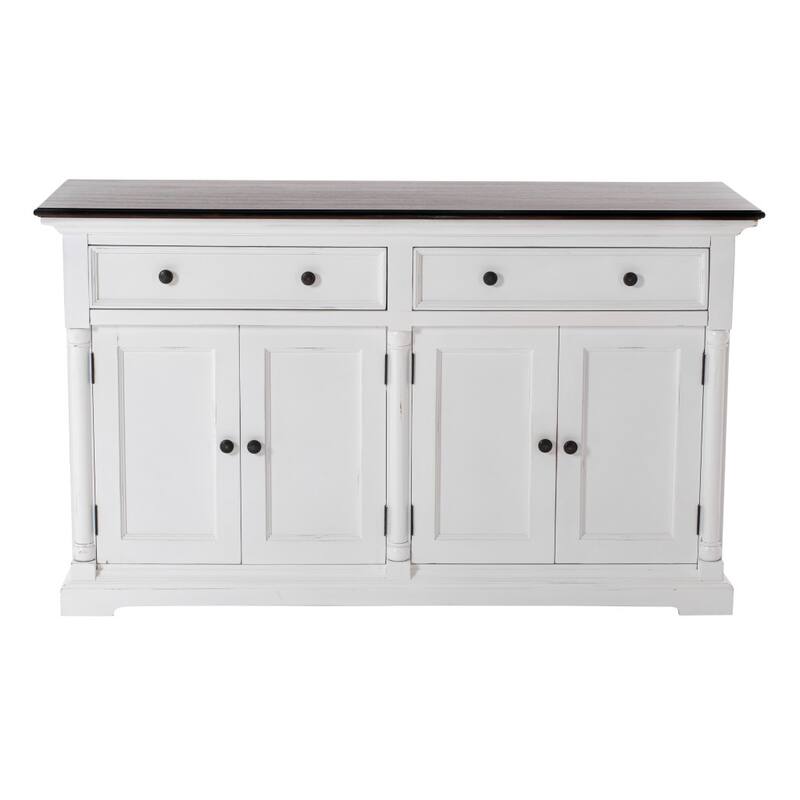 Modern Farm Brown and White Two Door Buffet Server - 57.09"W x 19.69"D x 33.46"H