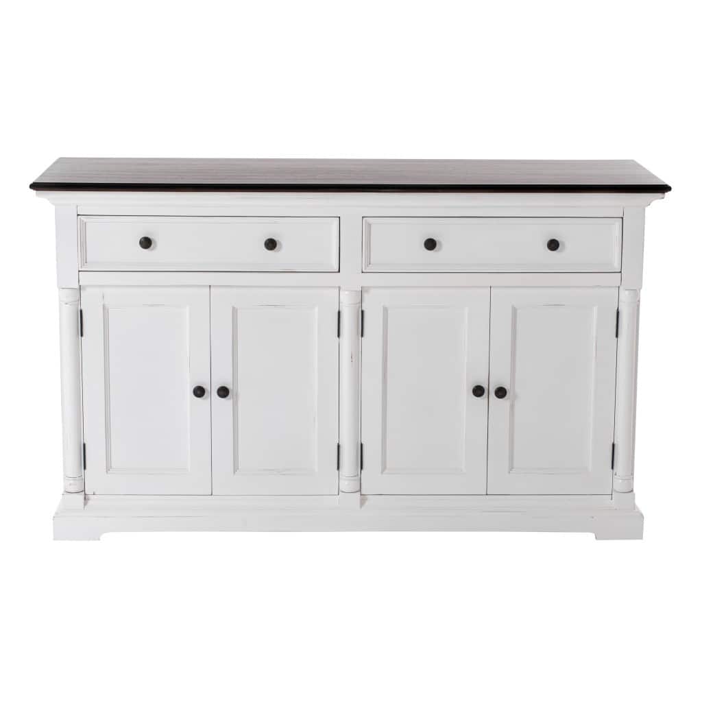 Modern Farm Brown and White Two Door Buffet Server - 57.09"W x 19.69"D x 33.46"H