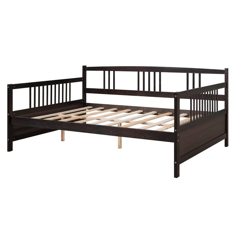 Espresso Modern Solid Wood Daybed, Sofa Bed, Wood Frame Multifunctional, Full Size