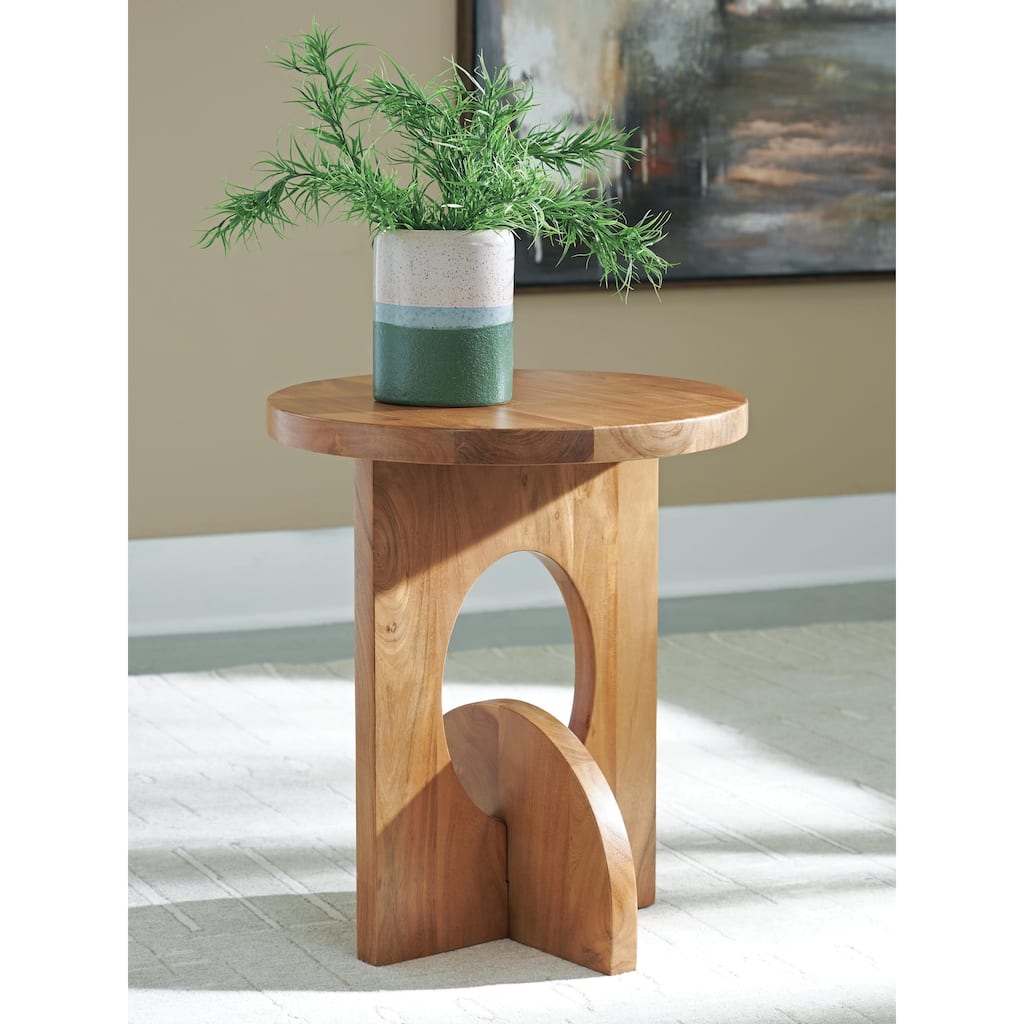 Signature Design by Ashley Hollbourne Brown Accent Table - 19.75" W x 19.75" D x 23.38" H