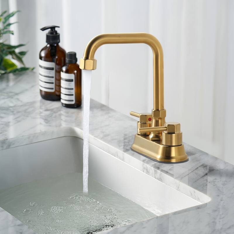 WOWOW 4 in. Centerset Double Handle High Arc Bathroom Faucet
